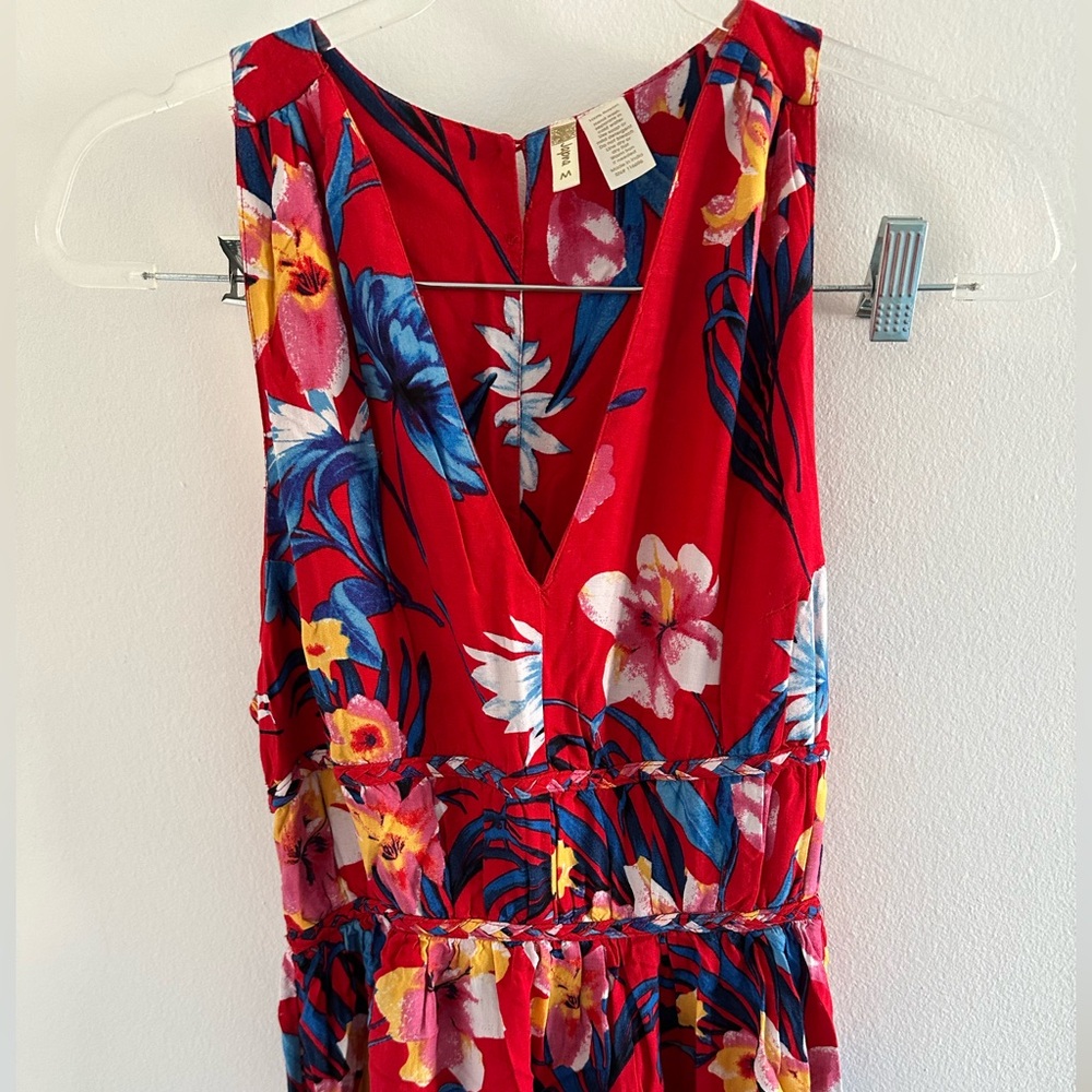 Floral Red Sleeveless Dress